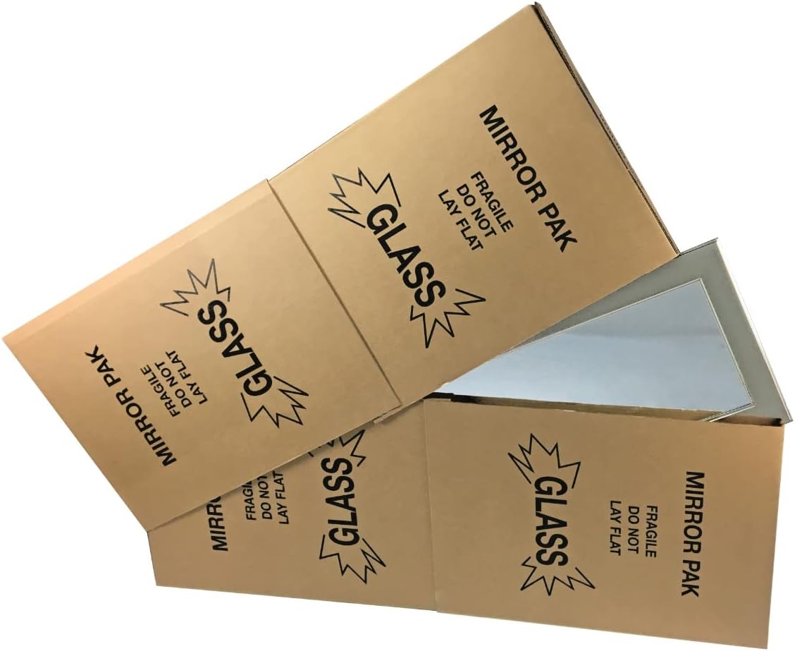 3 Picture & Mirror Moving Boxes for Large Pictures up to 40x60" (Includes 12 pieces, to fit 3 sets of Mirror) , Kraft