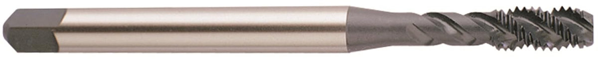 YG-1 BS Series Vanadium Alloy HSS Spiral Flute Tap, Steam Oxide, Round Shank with Square End, Modified Bottoming Chamfer, M10-1.25 Thread Size, D5 Tolerance