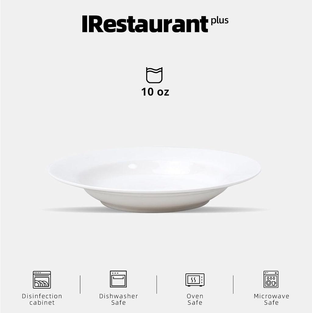 Wide Rim Bone China Commercial Grade Restaurant Elegance White Soup Plate 8.5"/Pasta Bowl 10oz, Case of 12
