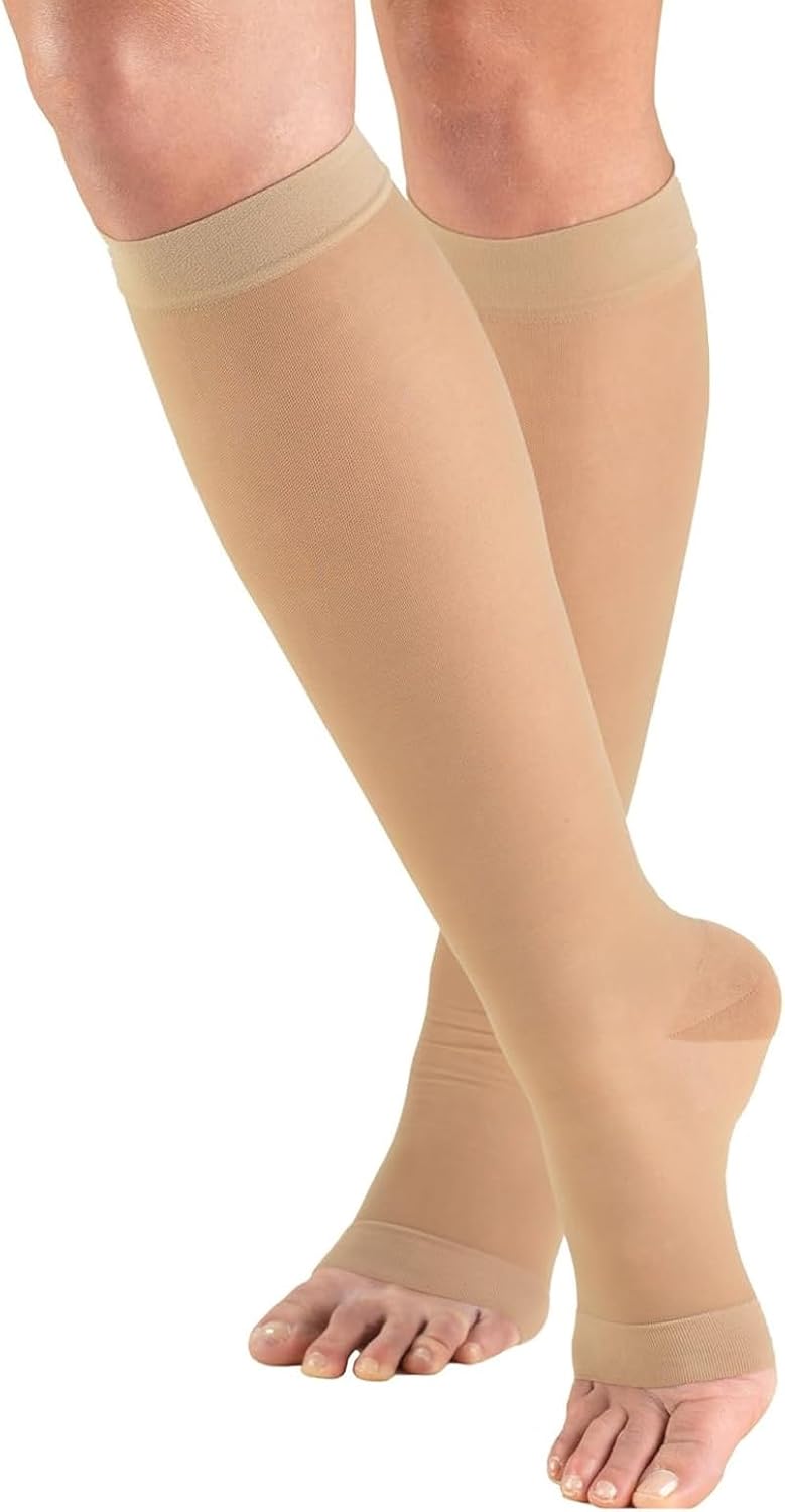 Medical Compression Socks for Women & Men 23-32 mmHg, Knee High Open Toe Support Hose for Standing All Day, Nurses