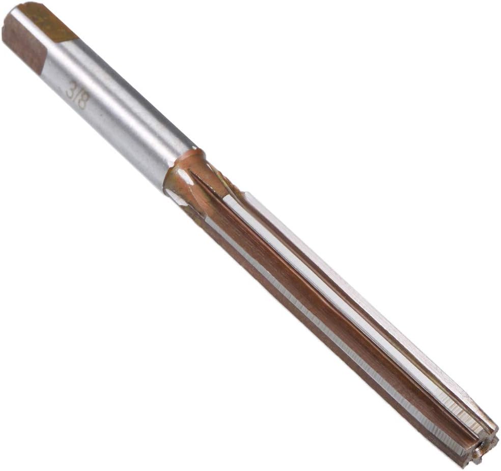 uxcell Hand Reamer 3/8" High Speed Steel H7 6 Straight Flutes Hand Milling Cutter Tool Reaming Drill Bit for Metal