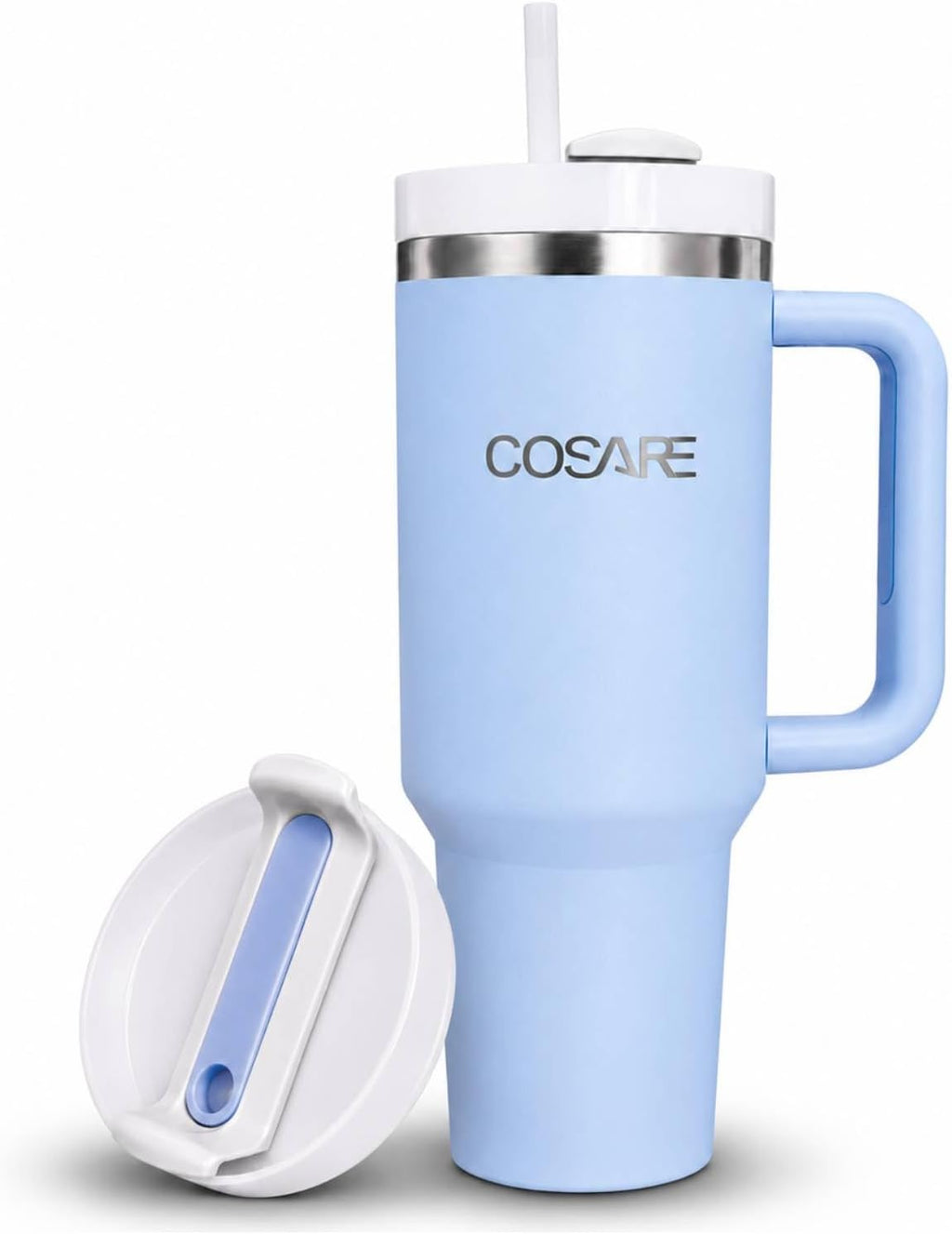 Tumbler with Handle and Straw 40 OZ | Flowstate 3-Position Lid | Cup Holder Compatible for Travel | Insulated