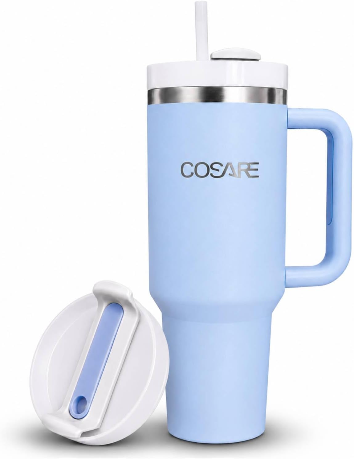 Tumbler with Handle and Straw 40 OZ | Flowstate 3-Position Lid | Cup Holder Compatible for Travel | Insulated
