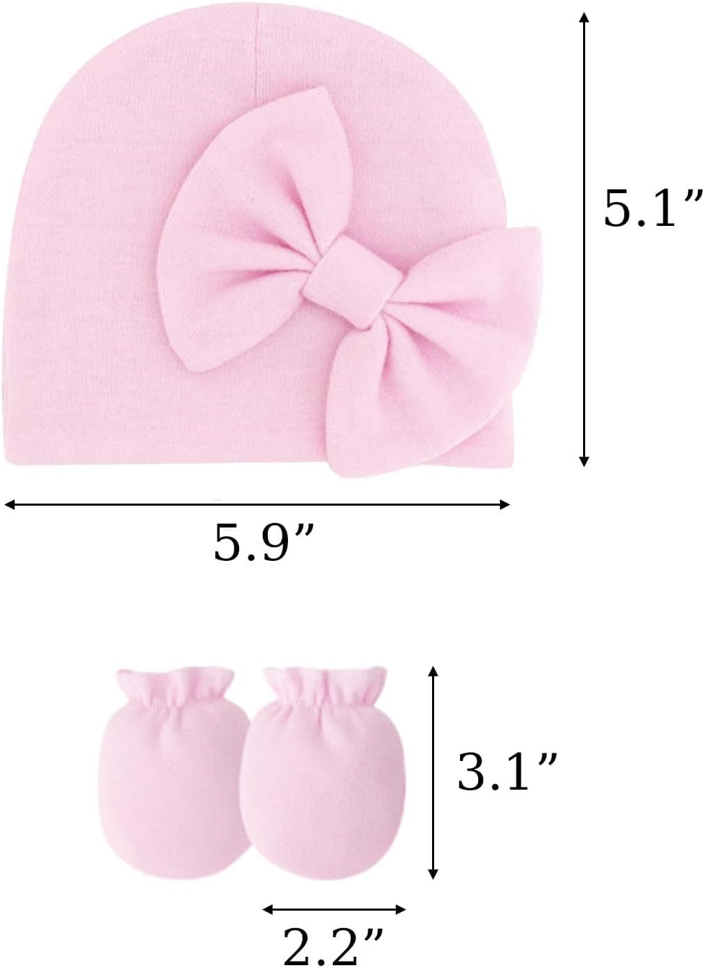 Newborn Baby Hats Mittens Sets Bow Infant Caps Gloves No Scratch Mitten Beanie Set for 0-6 Months Girls