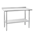 Hally Stainless Steel Table for Prep & Work 24" x 48" with Backsplash NSF