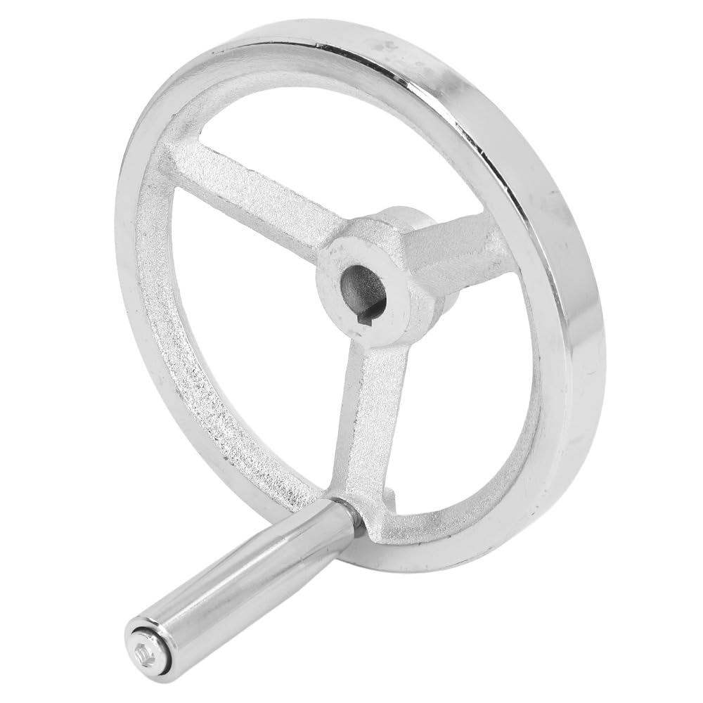 Anu Limen 16x160mm Lathe Handwheel, Cast Iron Chrome Plated Handwheel with Removable Handle for Milling Machine, Silver