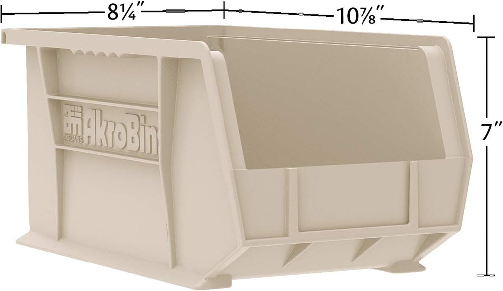 30239 AkroBins Plastic Storage Bins, 11"x8"x7", Red, 6-Pack | Space-Saving Stackable Bins for Garage, Pantry, Craft