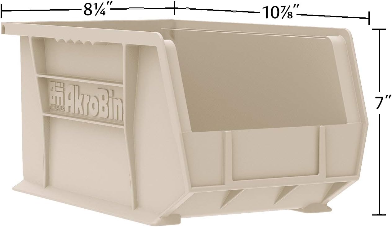 30239 AkroBins Plastic Storage Bins, 11"x8"x7", Red, 6-Pack | Space-Saving Stackable Bins for Garage, Pantry, Craft