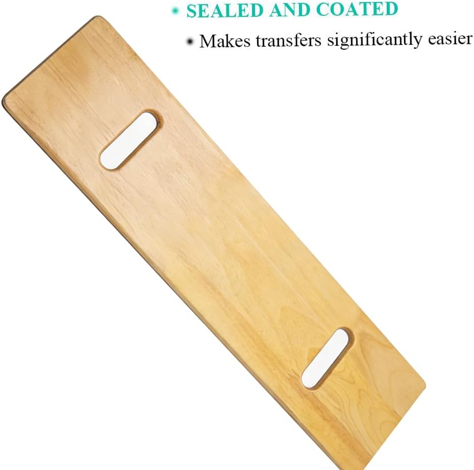 Wooden Slide Transfer Board with Handles for Seniors, 500 lb Capacity