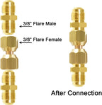 Joywayus 6 Pcs Brass 3/8" Flare Tube Fitting Kit Coupling Gas Union Adapter