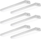 Sunco 6 Pack LED Shop Lights 4ft, Wraparound Fixtures, 40W=300W, Linkable