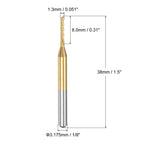 uxcell 10Pcs 1.3mm Titanium Coat Carbide End Mill Engraving Milling Cutter CNC Router Bits for PCB Machine, 1/8" Shank