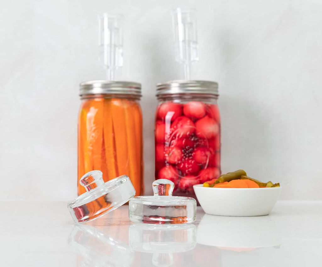 Fermentation Kit, Stainless Steel Lids with Weights & Airlocks | 4 Pack Fermenting Lids for Homemade Pickles, Kimchi