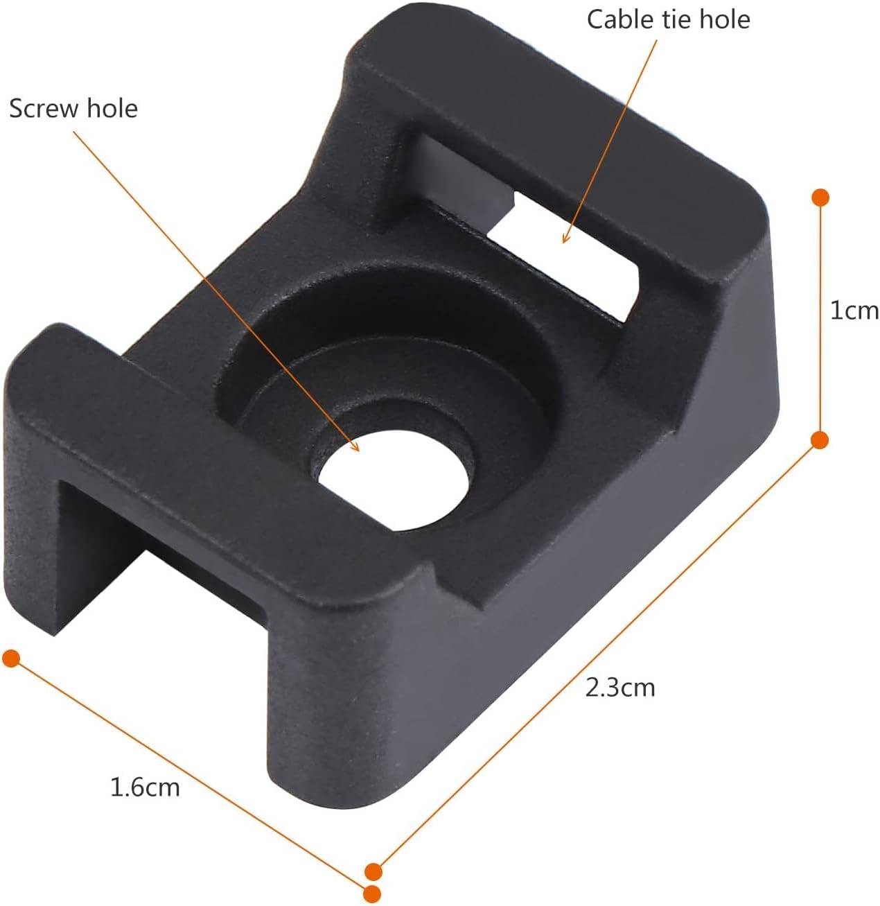 Cable Tie Mounting,100 Pcs Zip Tie Base,5 mm(M5) Screw Hole, 23x16x9(L*W*H) mm Cord Tie Mount Wire Tie Holder Fix