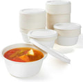 29 oz Disposable Bagasse Bowls with Lids, 50 Pack Compostable Soup Bowls with Lids, Sugarcane Fiber Food Containers
