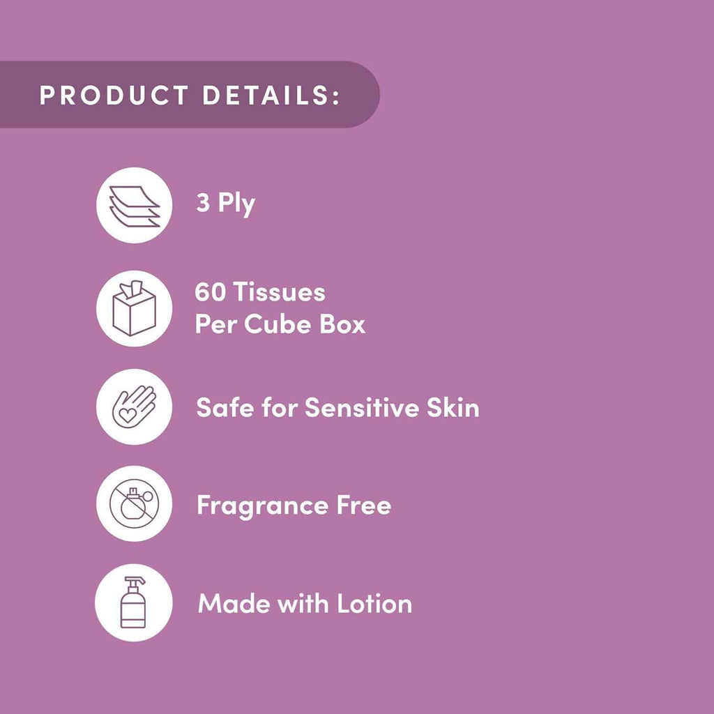 Bamboo Facial Tissues with Lotion, 3-Ply, 12 Pack, 60 Sheets Per Box, 720 Total