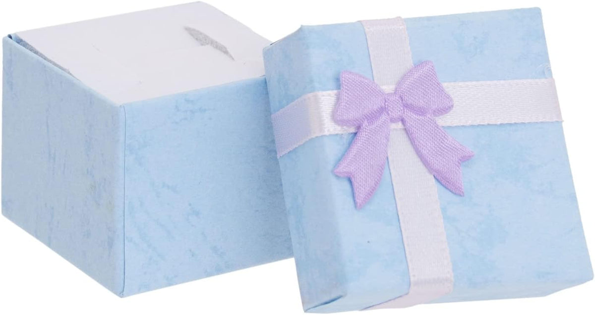 Ring Boxes Bulk Set - 24-Pack Multi-Color Square Cardboard, 1.6 x 1.2 x 1.6 In - Mini Gift Box with Lid & Bow for