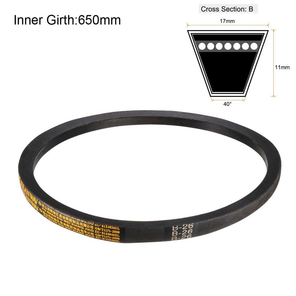 uxcell B-26 V-Belts 26" Inner Length, B-Section Rubber Drive Belt
