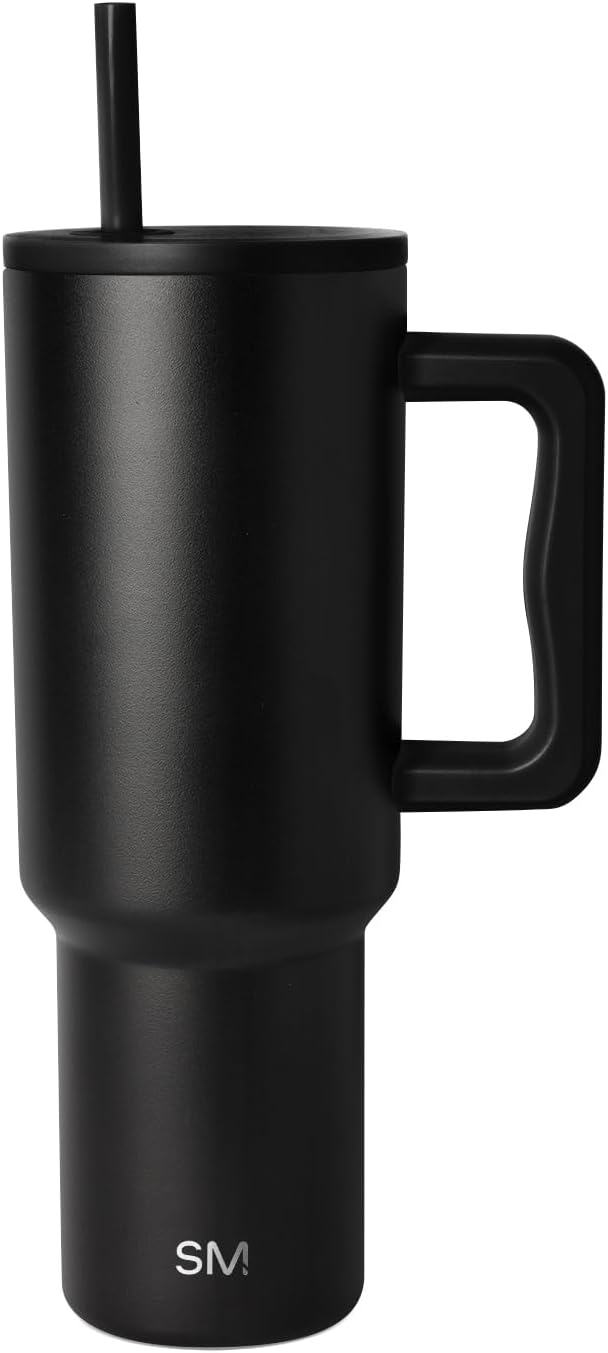 40 oz Trek Tumbler with Handle and Straw Lid | Cup Holder Friendly Insulated Stainless Steel Travel Mug | Midnight