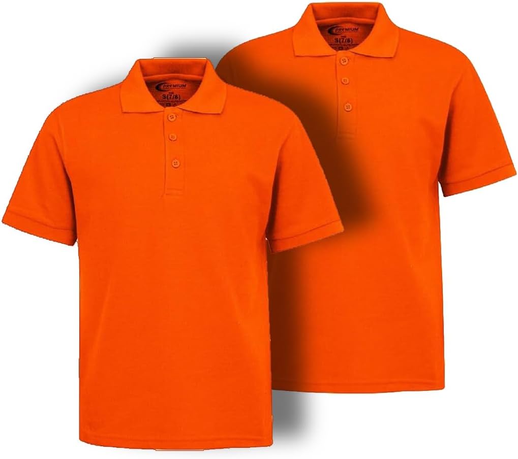 2-Pack Boys School Uniform Short Sleeve Stain Guard Polo Shirt
