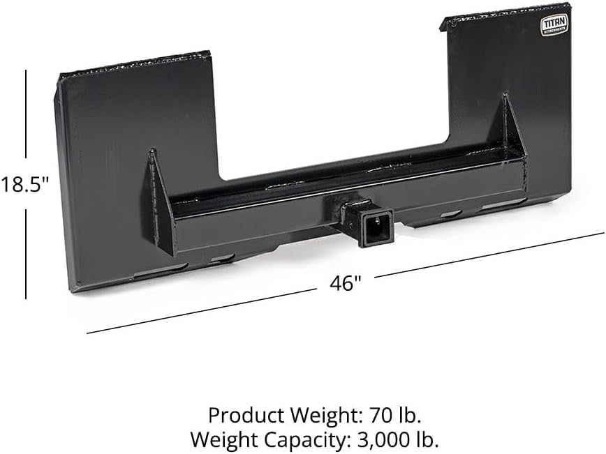 Universal Cut Out Receiver Mount Plate, 1/4" Thick Skid Steer Plate Attachment, 2" Receiver Hitch, 3000 LB Weight