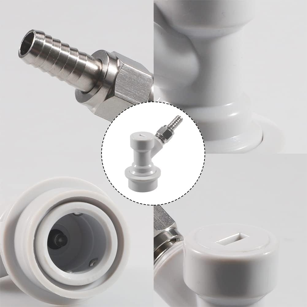 Corny Keg Ball Lock Gas Disconnect MFL 1/4, Include 5/16 Swivel Nuts, 2 Free Worm Clamps for Homebrewing