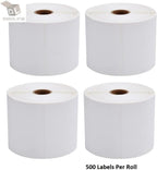 4 Rolls, 500 Labels Per Roll, 4'' x 6'' Direct Thermal Labels, 2000 Labels Total, 1" Core (4 Rolls)