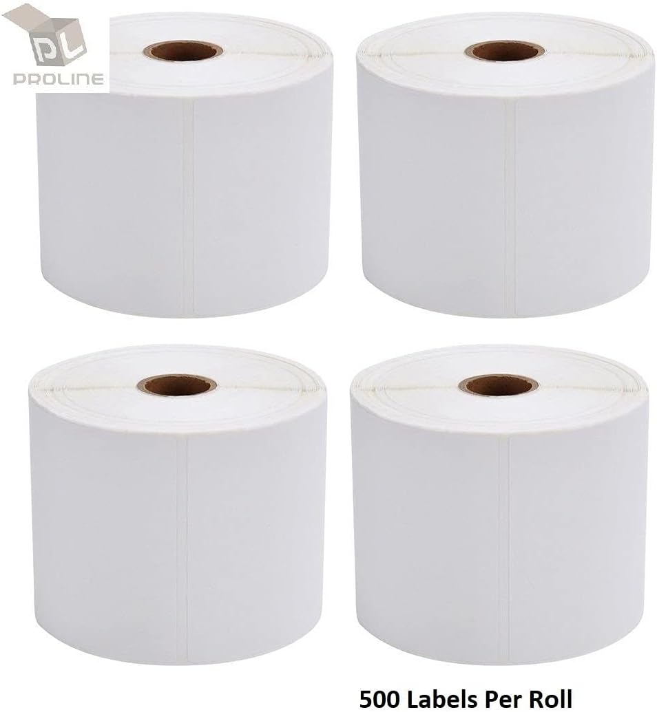 4 Rolls, 500 Labels Per Roll, 4'' x 6'' Direct Thermal Labels, 2000 Labels Total, 1" Core (4 Rolls)