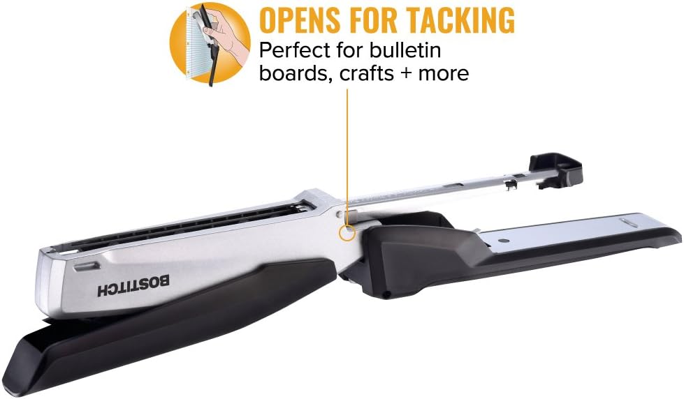 Office Executive Metal Desktop Stapler, 3 in 1 Spring Powered Stapler, One Finger, Staple Storage Compartment &