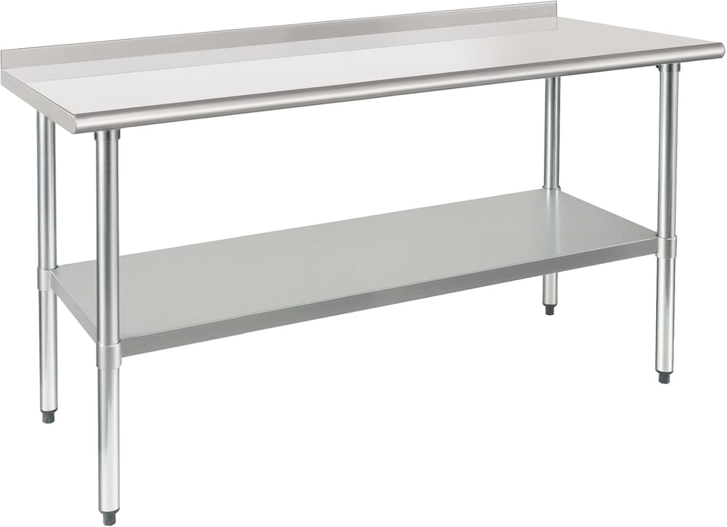 HARDURA Stainless Steel Prep & Work Table 24 x 60 Inches Backsplash