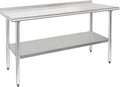 HARDURA Stainless Steel Prep & Work Table 24 x 60 Inches Backsplash