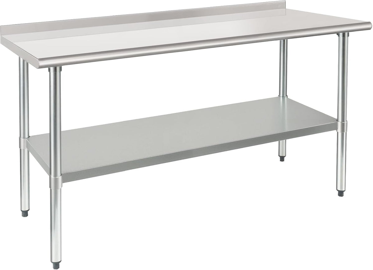 HARDURA Stainless Steel Prep & Work Table 24 x 60 Inches Backsplash