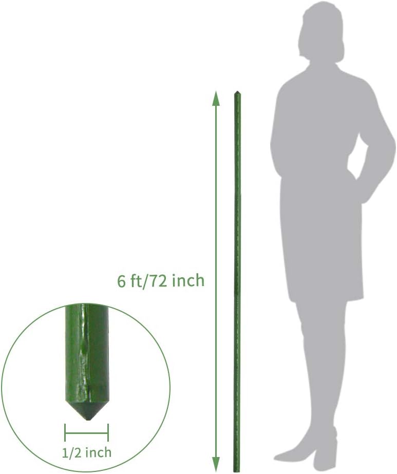 6ft 50 Pack Tomato Stakes Plant Stake Supports Garden Fences Trellis Metal Plastic Coated Plant Cage Supports Climbing