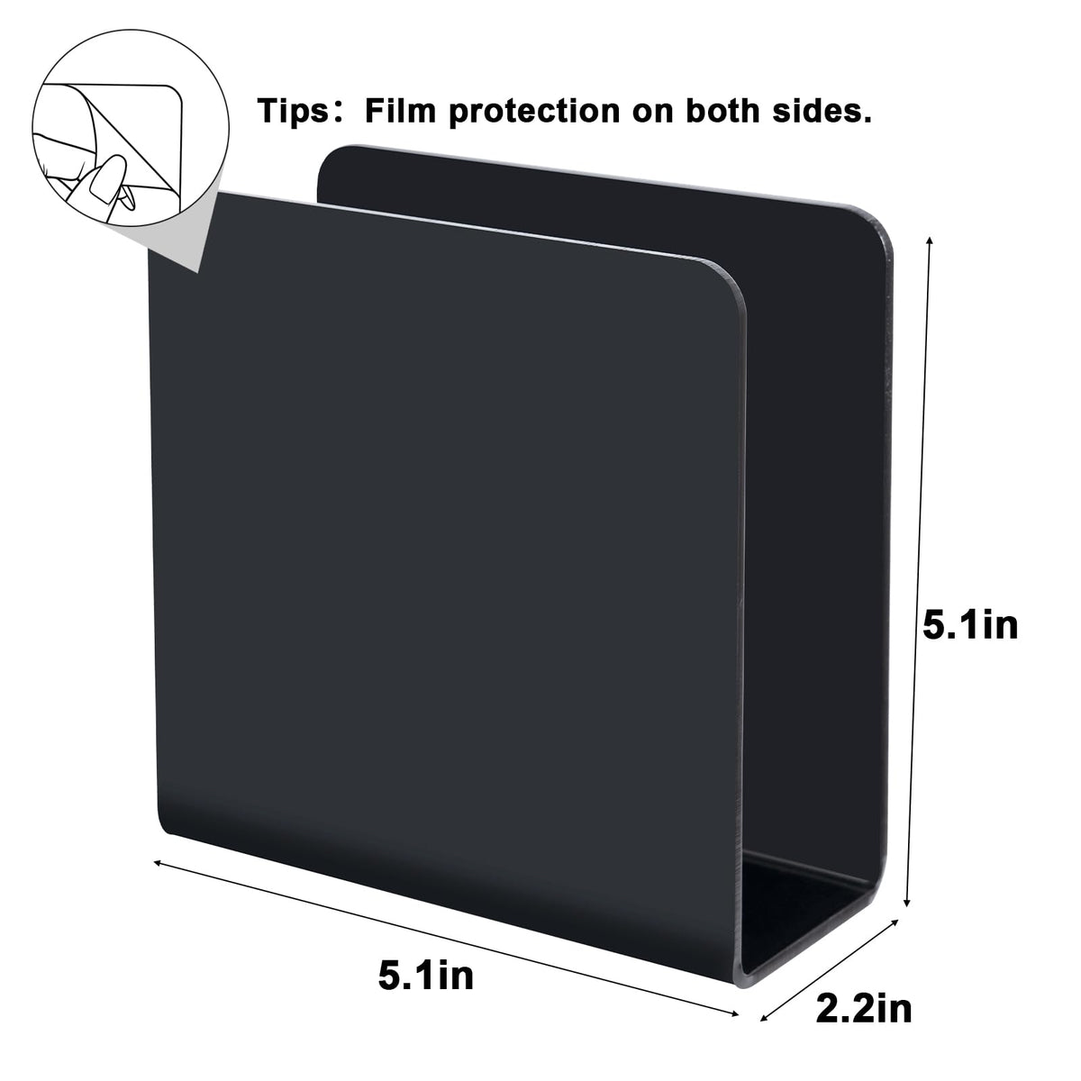 Black Napkin Holder for Table, Acrylic Upright Napkin Dispenser for Kitchen Dining, Modern Table Napkin Holders