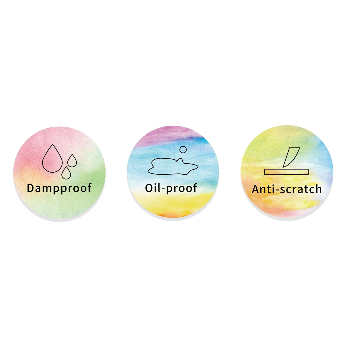 3 Inch Rainbow Round Thermal Label, Self-Adhesive Waterproof Circle Sticker for Logo Design, Multipurpose Direct