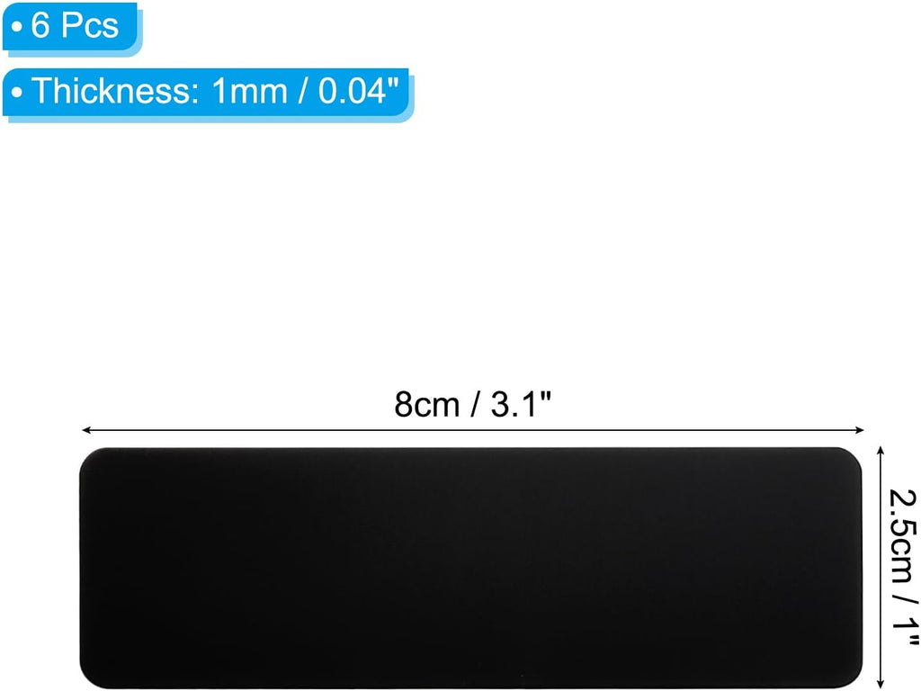 3x1 Inch Anodized Aluminum Sheet Metal, 6 Pack Laser Plates Engraving Blanks 1MM Thin for Crafting DIY House, Black
