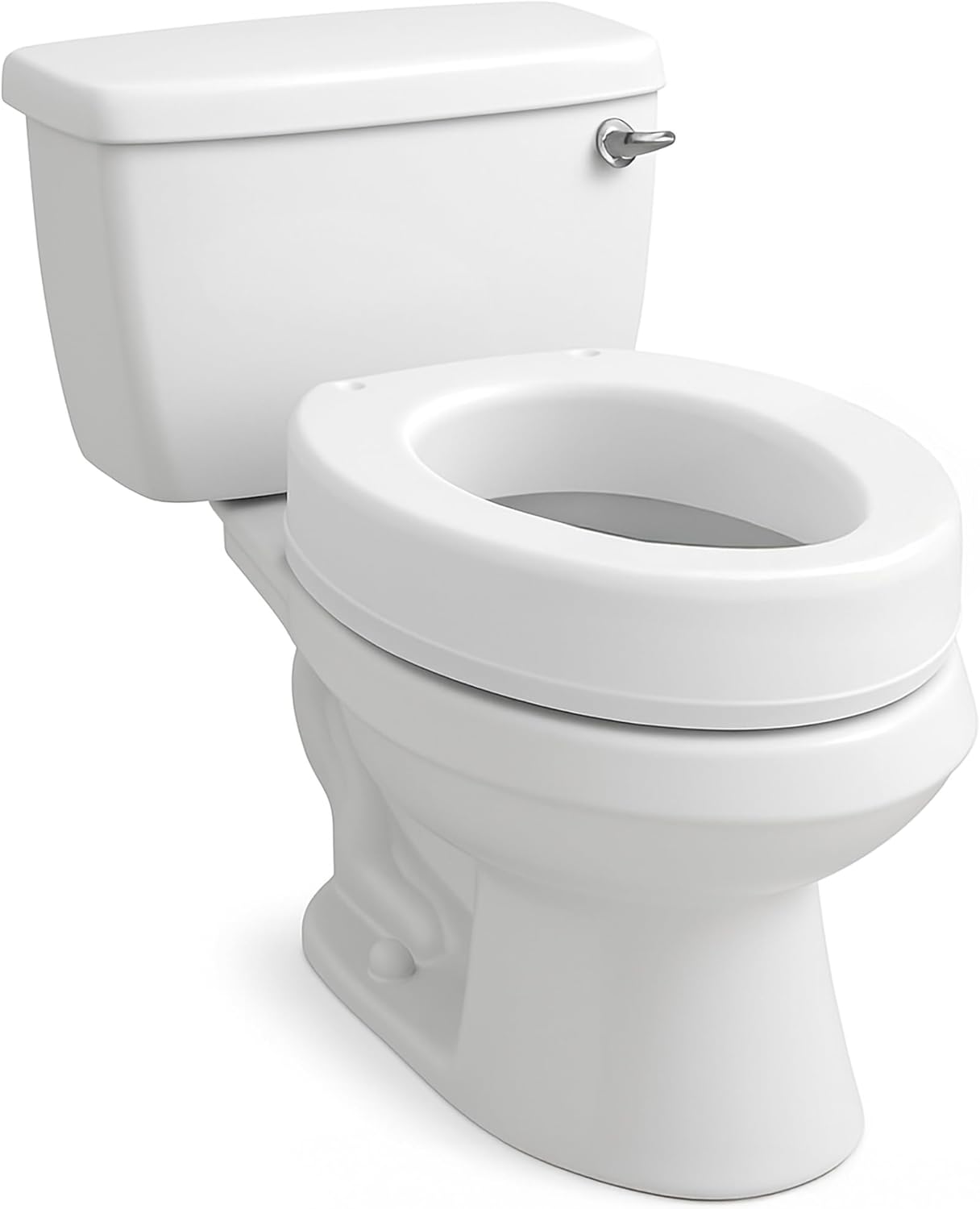 Toilet Seat Riser, Elongated Raised Toilet Seat Adds 3.5 inches to Toilet Height, Assists with Bending or Sitting