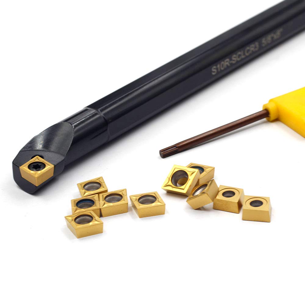 OSCARBIDE 5/8'' x 8'' Indexable Boring Bar with 10 pcs Insert,Right-Hand