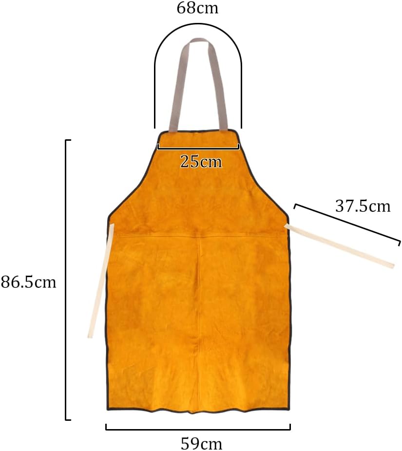 Leather Welding Apron Heat Flame Resistant Protective Work Bib Apron for Blacksmiths Welders Adjustable Wear