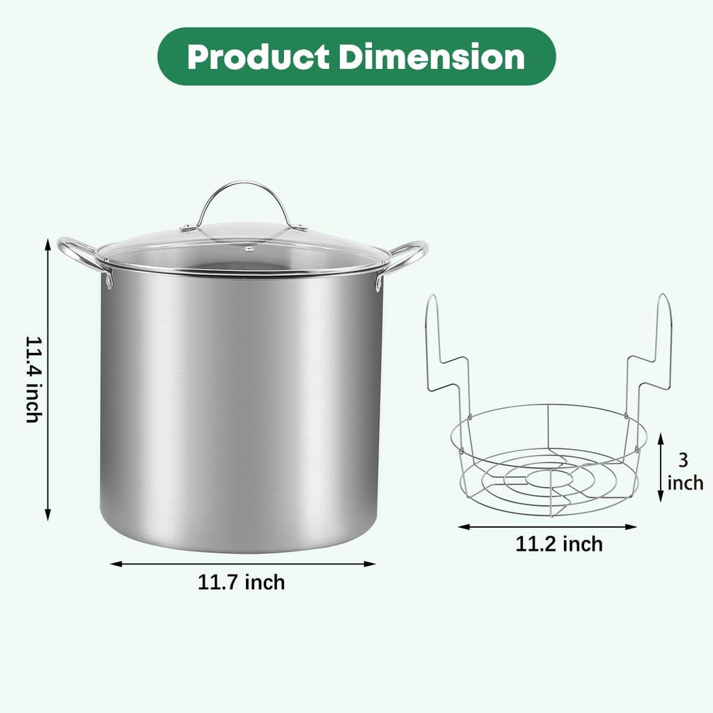 Stainless Steel 21.5 QT Canning Pot with Rack & Lid, Canning Supplies Starter Kit and 6 Pieces Tools Set, Water Bath