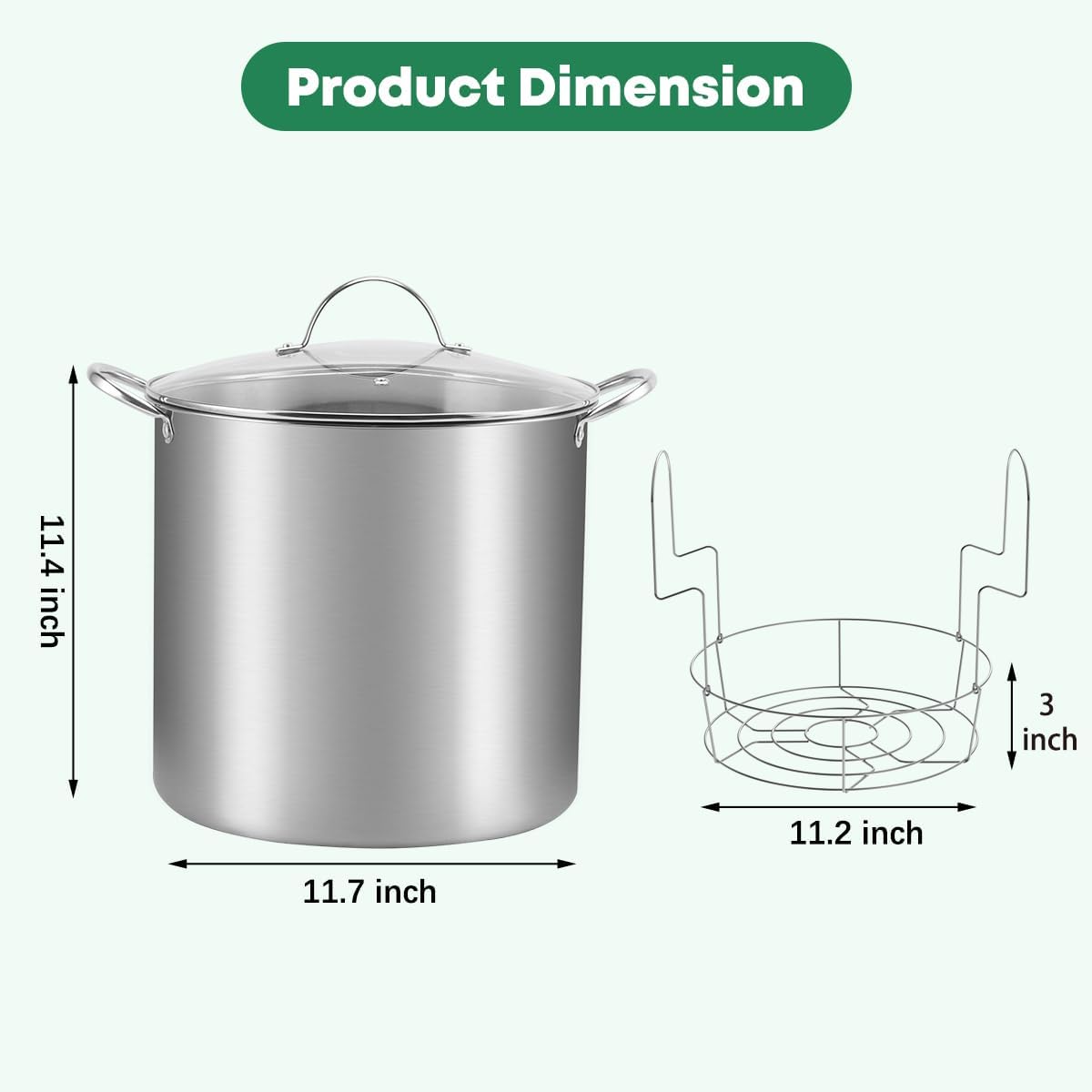 Stainless Steel 21.5 QT Canning Pot with Rack & Lid, Canning Supplies Starter Kit and 6 Pieces Tools Set, Water Bath