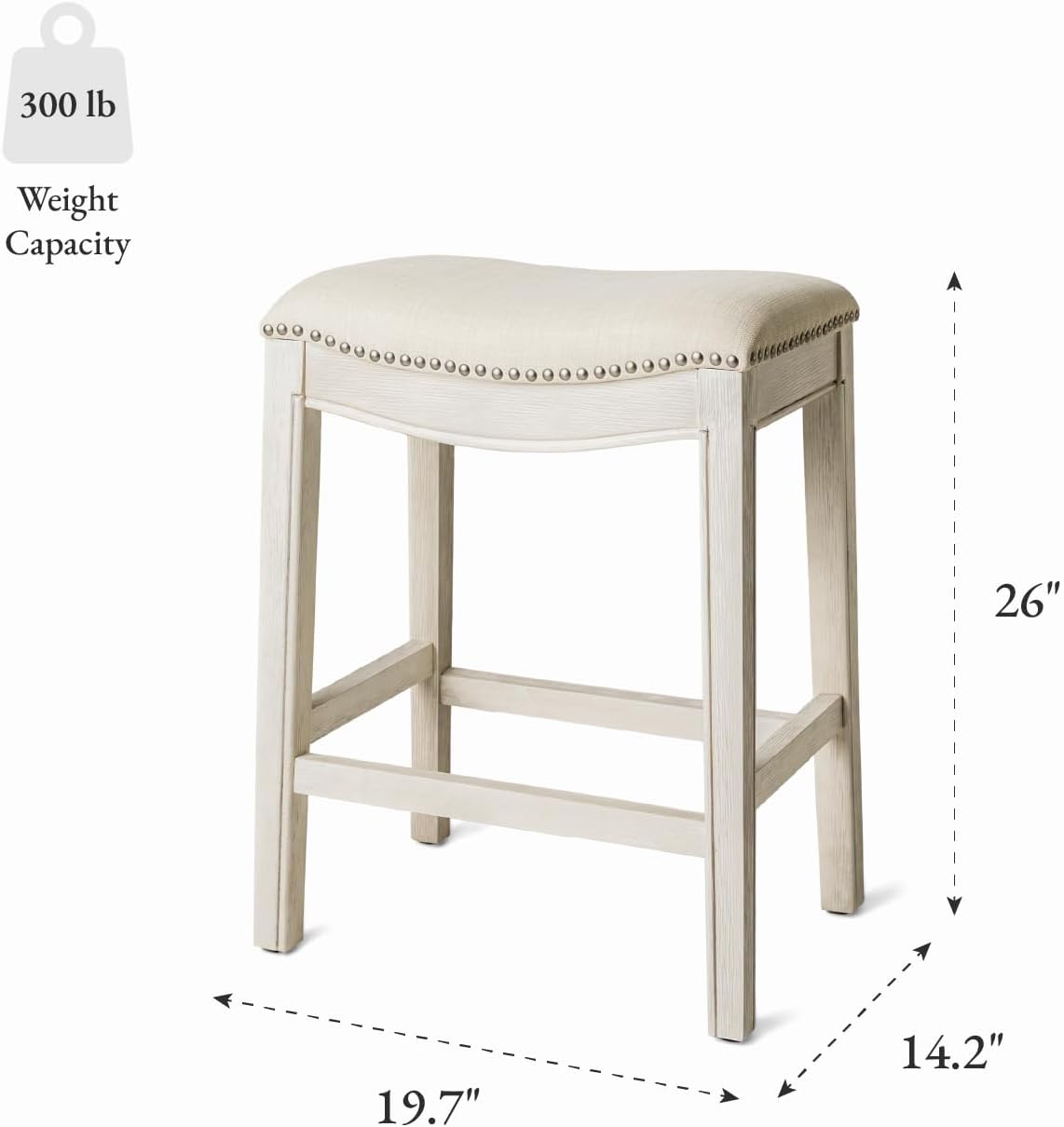 Adrien Backless Counter Stool, Cream, 26"