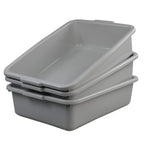 Plastic Dish Tubs, Commercial Bus Tote Box, 3-Pack(Grey, 13L)