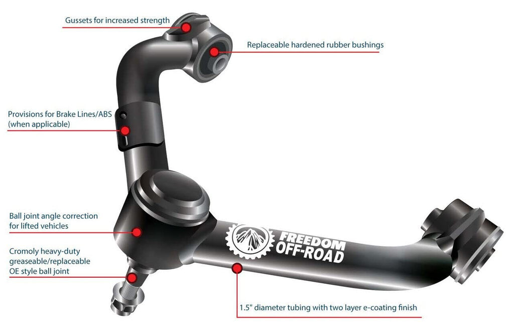 Freedom Off-Road Front Upper Control Arms for 2-4" Lift For 09+ Ram 1500
