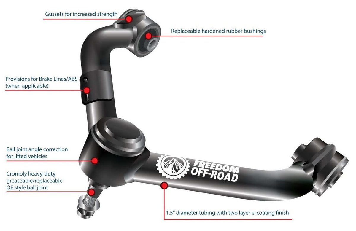 Freedom Off-Road Front Upper Control Arms for 2-4" Lift For 09+ Ram 1500