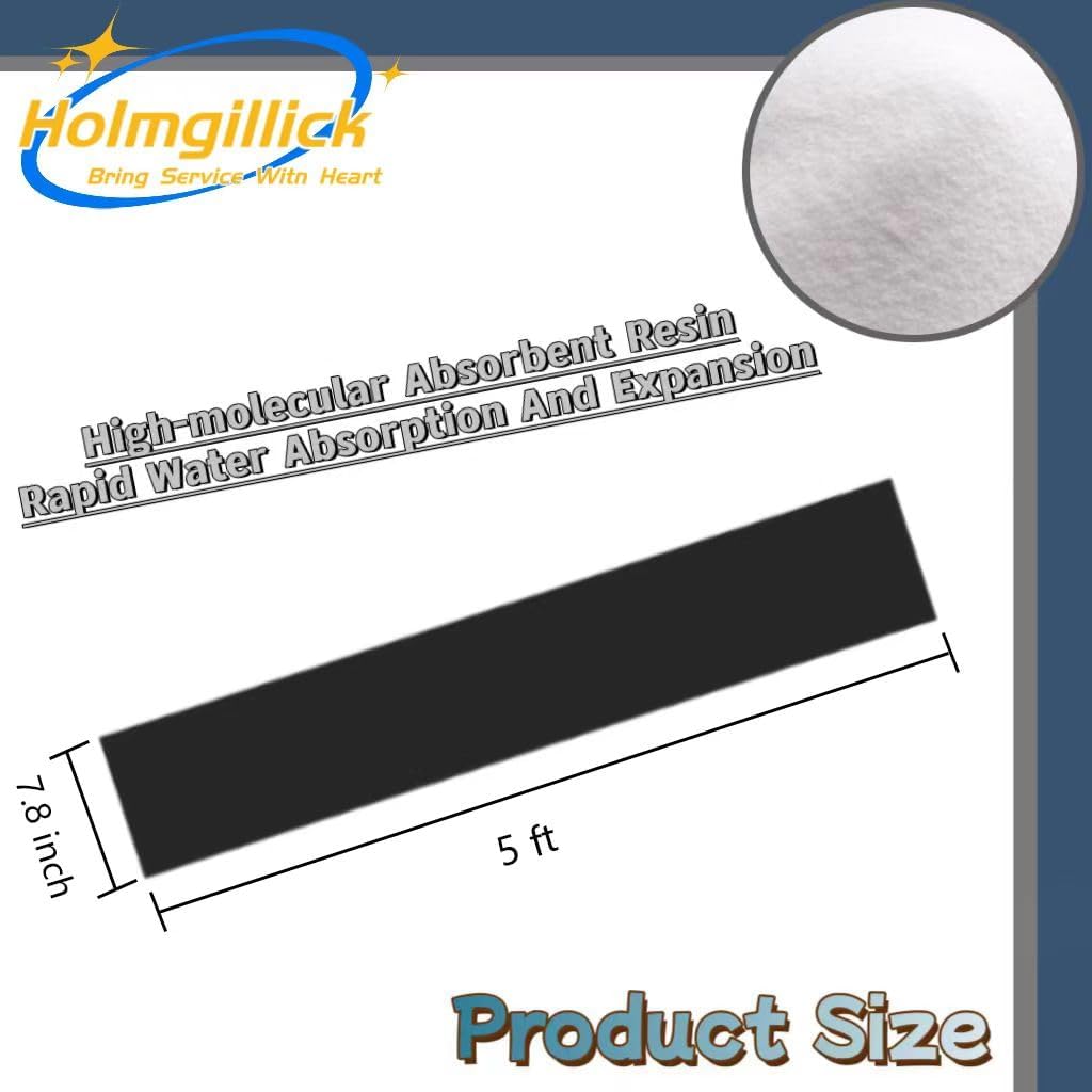 Water Barrier 5 ft x 7.8 inch Absorbent Flood Barriers Home Sandless Sand Bags for Flooding Reusable Water Absorber