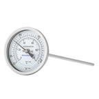 Measureman Fully Stainless Steel Bi-Metal Dial Thermometer, 3" Dial, 12" Stem, 32-212°F/0-100°C Range, +/-1% Accuracy, Adjustable, 1/2" NPT Back Mount
