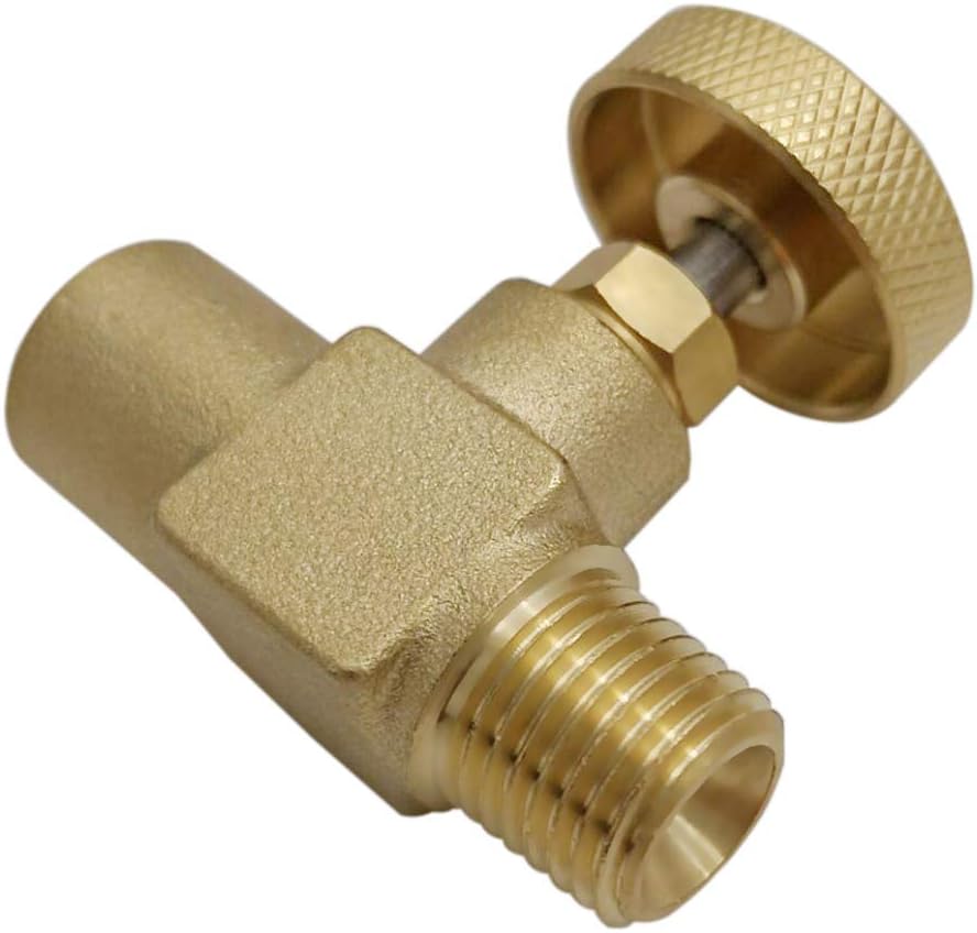 MENSI 1/4" Male NPT X 1/4" Female NPT Heavy Duty Brass High Pressure Propane LPG Gas Flow Control Needle Valve