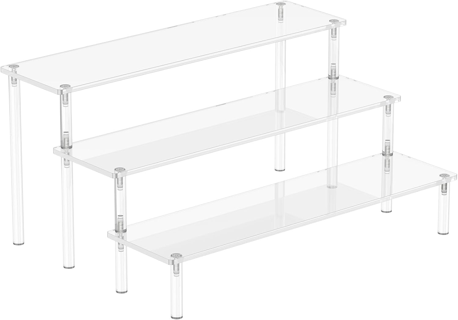 Acrylic Display Risers, 3 Tier Perfume Organizer, Clear Cupcake Stand | Large Shelf Risers for Figures, Dessert