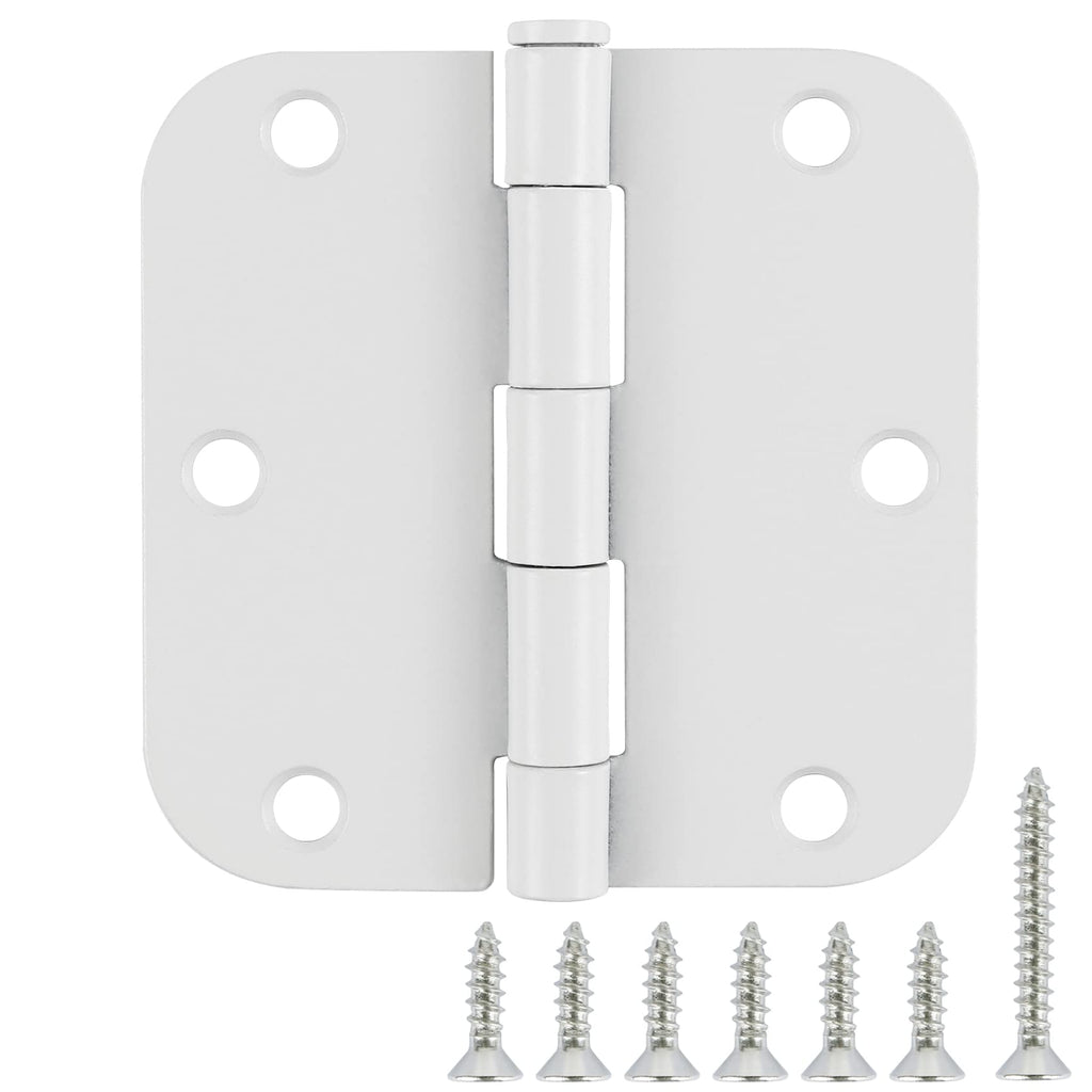 3 1/2" Matte White Door Hinges 3.5" 5/8" Radius Rounded 18 Pack